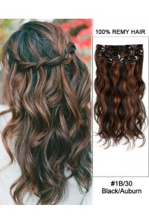 14” 7pcs #1B/30 Black/Auburn Body Wave 100% Remy Hair Clip In Human Hair Extensions 14” 7pcs #1B/30 Black/Auburn Body Wave 100% Remy Hair Clip In Human Hair Extensions